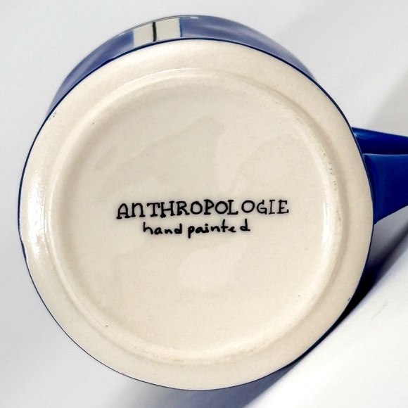 EUC Anthropologie Monogram Letter L Initial Blue Hand Painted Tea Cup Coffee Mug - Picture 5 of 5